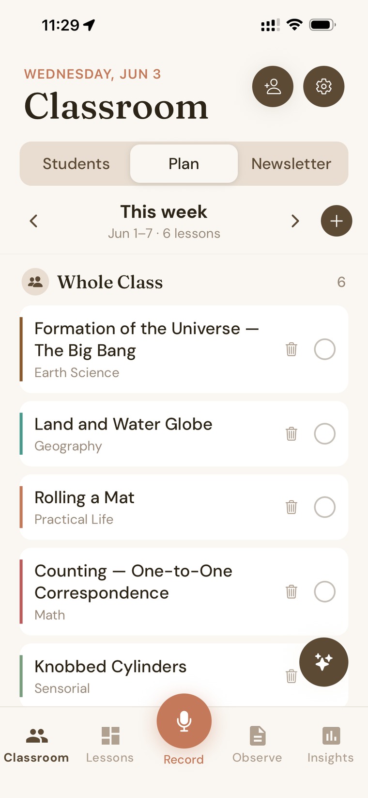 Nessa weekly lesson plan